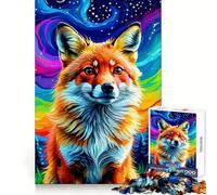 Red Fox Under A Rainbow Sky 1000 Piece Jigsaws for Adults Puzzle Mind Exercise Toy Family Bond Precision Cut Creative Gift (38x52cm)
