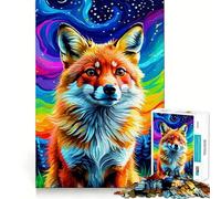 Red Fox Under A Rainbow Sky 1000 Pieces Jigsaws Adults Puzzles Gifts Mind Challenge Toy Easy Leisure Precise Cut (50x75cm)
