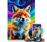 Red Fox Under A Rainbow Sky Jigsaw Puzzles for Adults1000 Pieces Smart Game Quiet Calm Pattern Assembly Amazing Present (38x26cm)