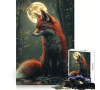 Red Fox Under Moonlight 1000 Piece Jigsaws for Adults Puzzle Mind Exercise Toy Family Bond Precision Cut Creative Gift (38x26cm)