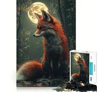 Red Fox Under Moonlight 1000 Piece Jigsaws for Adults Puzzle Mind Exercise Toy Family Bond Precision Cut Creative Gift (38x26cm)