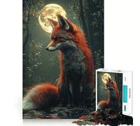 Red Fox Under Moonlight 1000 Pieces Jigsaw Puzzles for Adults Mental Logic Toy Serene Time Firm Cut (50x75cm)