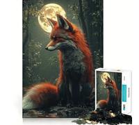Red Fox Under Moonlight 1000 Pieces Jigsaw Puzzles for Adults Mind Exercise Toy Relax Time Precision Cut Stylish Gift (38x52cm)