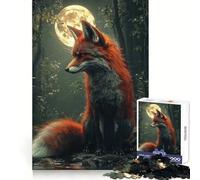 Red Fox Under Moonlight 1000 Pieces Jigsaw Puzzles for Adults Mind Exercise Toy Relax Time Precision Cut Stylish Gift (38x52cm)