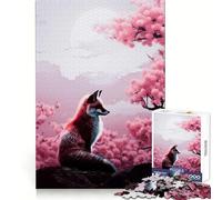 Red Fox Under Sakura Jigsaw Puzzle for Adults 1000 Pieces Mental Logic Toy Soothing Fun Firm Cut Warm Surprise (50x75cm)