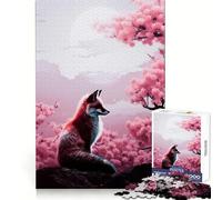 Red Fox Under Sakura Jigsaw Puzzles for Adults1000 Pieces Smart Game Quiet Calm Pattern Assembly Amazing Present (38x26cm)