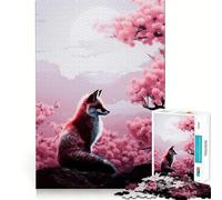 Red Fox Under Sakura Jigsaw Puzzles for Adults1000 Pieces Smart Game Quiet Calm Pattern Assembly Amazing Present (38x26cm)