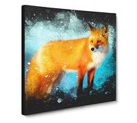 Red Fox Vol.3 Paint Splash Modern Canvas Wall Art Print Ready to Hang, Framed Picture for Living Room Bedroom Home Office Décor, 20x20 Inch (50x50 cm)
