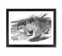 Red Fox Vol.5 V1 Modern Framed Print | A2 Black Framed Wall Art | Ready to Hang | Modern Animal Picture | Living Room Bedroom Lounge Office