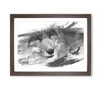 Red Fox Vol.5 V1 Modern Framed Print | A3 Walnut Framed Wall Art | Ready to Hang | Modern Animal Picture | Living Room Bedroom Lounge Office