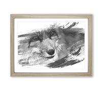 Red Fox Vol.5 V1 Modern Framed Wall Art Print, Ready to Hang Picture for Living Room Bedroom Home Office Décor, Oak A3 (46 x 34 cm)