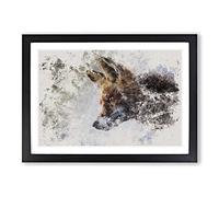 Red Fox Vol.5 Watercolour Framed Print | A2 Black Framed Wall Art | Ready to Hang | Modern Animal Picture | Living Room Bedroom Lounge Office