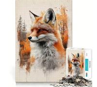Red Fox Watercolor Portrait Jigsaw 1000 Pieces for Teenagers Strengthen Memory Calm Relax Smooth Edge Amazing Present (38x52cm)