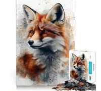Red Fox Watercolor Portrait Jigsaw Puzzles for Adults 1000 Piece Smart Game Relaxing Fun Pattern Assembly Cherished Gift (50x75cm)