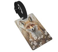 Red Fox Wild Daisies and Wheat Luggage Tags Name Id Label Suitcase Tags, Ideal for Travel Cruise Backpacks Bag
