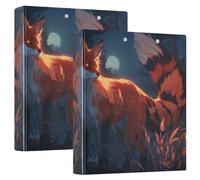 Red Fox with Glowing Fur 3 Ring Binders 1.5 Inch Clear View Three Ring Binders Versatile Binder Fits 200 Sheets 2 Pack