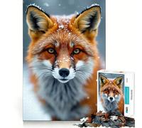 Red Fox with Snow in Winter 1000 Piece Jigsaw Puzzles for Adults Teenagers Solid Logic Toy Quiet Fun Precision Cut Santa Wish Pick (38x52cm)