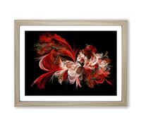 Red Fractal Abstract No.1 Modern Framed Print | A2 Oak Framed Wall Art | Ready to Hang | Abstract Fantasy Picture | Living Room Bedroom Lounge Office