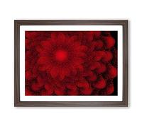 Red Fractal Abstract No.2 Modern Framed Print | A3 Walnut Framed Wall Art | Ready to Hang | Abstract Fantasy Picture | Living Room Bedroom Lounge Office