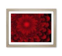 Red Fractal Abstract No.2 Modern Framed Print | A4 Oak Framed Wall Art | Ready to Hang | Abstract Fantasy Picture | Living Room Bedroom Lounge Office