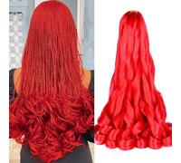 Red French Curl Braiding Hair Pre Stretched 24Inch Bouncy Curly Crochet