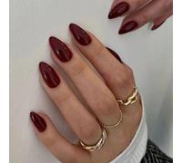 Red French Tip False Nails - 24pcs Medium Almond False Nails - Five-Pointed Star Design Press on Nails - 12 Sizes Stiletto Fake Nails with Glue - Full Cover Artificial Stick on Nails for Women Girls