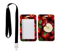Red Fresh Fruit Apples ID Card Holder with Black Lanyard, Access Card Holder, Vertical Cards Protector for Doctor, Vertical ID Cards Protector for Women, Nurse Essentials Delivery Driver Accessories