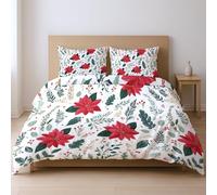 Red Fresh Natural Romantic Floral Healing BeddingSet Temperature Regulating Duvet Cover For Children Teenagers And Adults King(86" X 90") Three-Pieces Set With Pillowcases