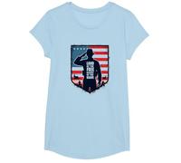 Red Friday Military Patriotic Land of The Free Brave T-Shirt, Girls, Baby Blue, Large