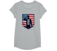 Red Friday Military Patriotic Land of The Free Brave T-Shirt, Girls, Heather Grey, Large