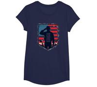 Red Friday Military Patriotic Land of The Free Brave T-Shirt, Girls, Navy, Medium