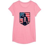Red Friday Military Patriotic Land of The Free Brave T-Shirt, Girls, Pink, Medium