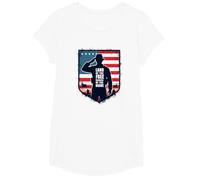 Red Friday Military Patriotic Land of The Free Brave T-Shirt, Girls, White, Medium