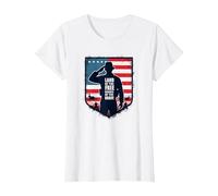 Red Friday Military Patriotic Land of The Free Brave T-Shirt, Women, White, M