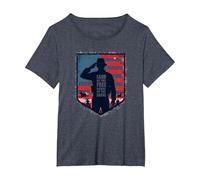 Red Friday Military Patriotic Land of The Free Brave T-Shirt, Women's Plus, Heather Blue, 5X
