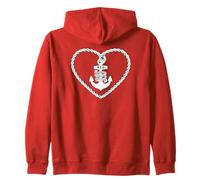 RED Friday Military Remember Everyone Deployed Heart Anchor Zip Hoodie