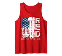 Red Friday Military We Wear Red Support Our Troops US Flag Tank Top