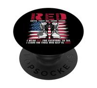 Red Friday Remember Everyone Deployed Military American Flag PopSockets Adhesive PopGrip
