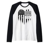 Red Friday Remember Everyone Deployed Military American Flag Raglan Baseball Tee
