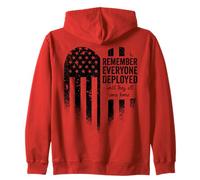 Red Friday Remember Everyone Deployed Military American Flag Zip Hoodie