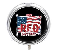 RED Friday Remember Everyone Deployed Pill Box 3 Compartment Small Portable Medicine Case Pill Organizer for Pocket Purse