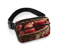 Red Fruit in A Basket Fanny Pack for Women Men Waist Bag Belt Bag Adjustable Casual Bag for Travel Sports Hiking, white, 7.9x5.1inches
