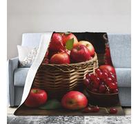 Red Fruit in a Basket Fleece Blanket Super Soft Warm Throw Blankets Extra Large Flannel Throw Blankets Lightweight Cozy Bed Blanket All Season Luxury Winter Blanket for Couch Sofa 50"x40"