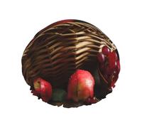 Red Fruit in a Basket Shower Caps for Women Reusable Waterproof Shower Cap with Elastic Strap Bath Hair Hat Double Layers Thick Bath Caps for Spa Salon Travel