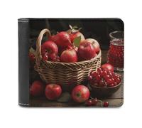 Red Fruit in A Basket Wallet Fashionable Slim Leather Wallet with Multiple Card Slots And Hidden Compartments Wallets