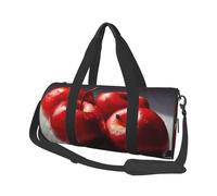 Red Fruit Printed Round Travel Duffel Bag Large Overnight Weekend Bags for Hiking, Vacations, Gym, Sports