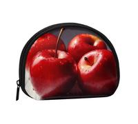 Red Fruit Prints Coin Purse Shell Mini Pouch Wallet Change Bag for Women Girls Kids