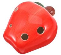 Red Fruit Shaped Ceramic Ocarina 6 Hole Ac Tune Beginner Music Instrument | Hanging Rope Included, Standard Tone, Smooth Playing Experience, Suitable for Children and Adults