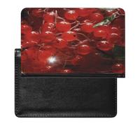 Red Fruits And Leaves Passport Holder Passport Wallet Document Organizer Protector PU Leather Card Slot Travel Accessories