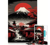 Red Fuji Mountain 1000 Pieces Jigsaws Adults Puzzles Brain Workout Toy Soft Relax Image Assembly Lovely Present (38x26cm)